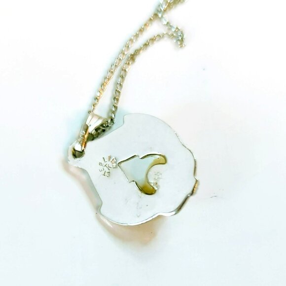 Vintage Sterling Silver 925 Pearl Pendant Leaf Motif Necklace - Picture 4 of 5